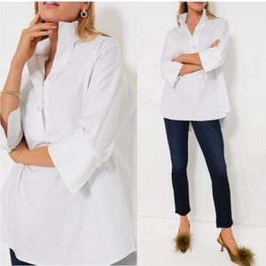 Tuckernuck White Poplin Tunic with Stand Collar